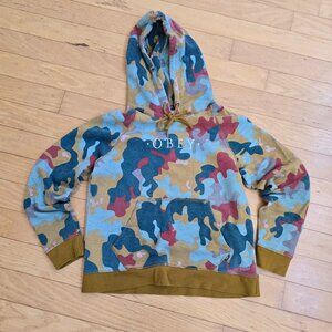Obey | Anna Drip teal olive green camo sporty hoodie | WMS M
